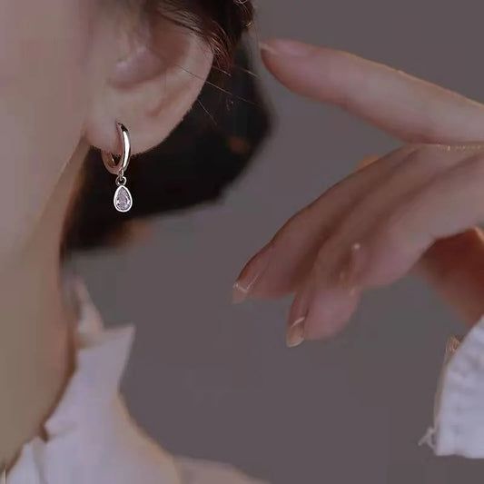 925 Sterling Silver Water Drop Zircon Earrings for Women