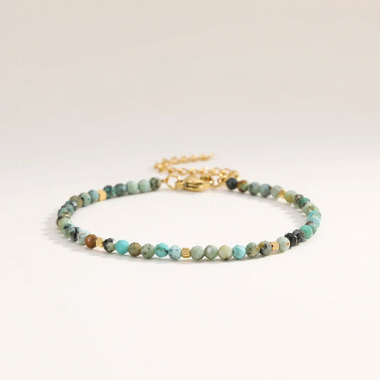 Faceted African Nature Stone Bracelet Women Gold Plated Jewelry