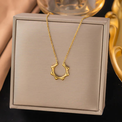 Stainless Steel French Light Luxury Sun Flower Pendant Necklace for Women Gold Color Minimalist Choker Neck Chains Jewelry Gift