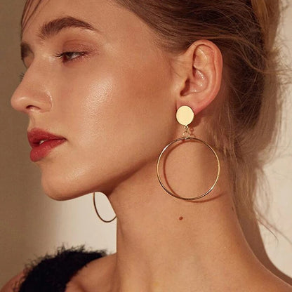 Gold & Silver Geometric Big Round Clip Earrings for Women