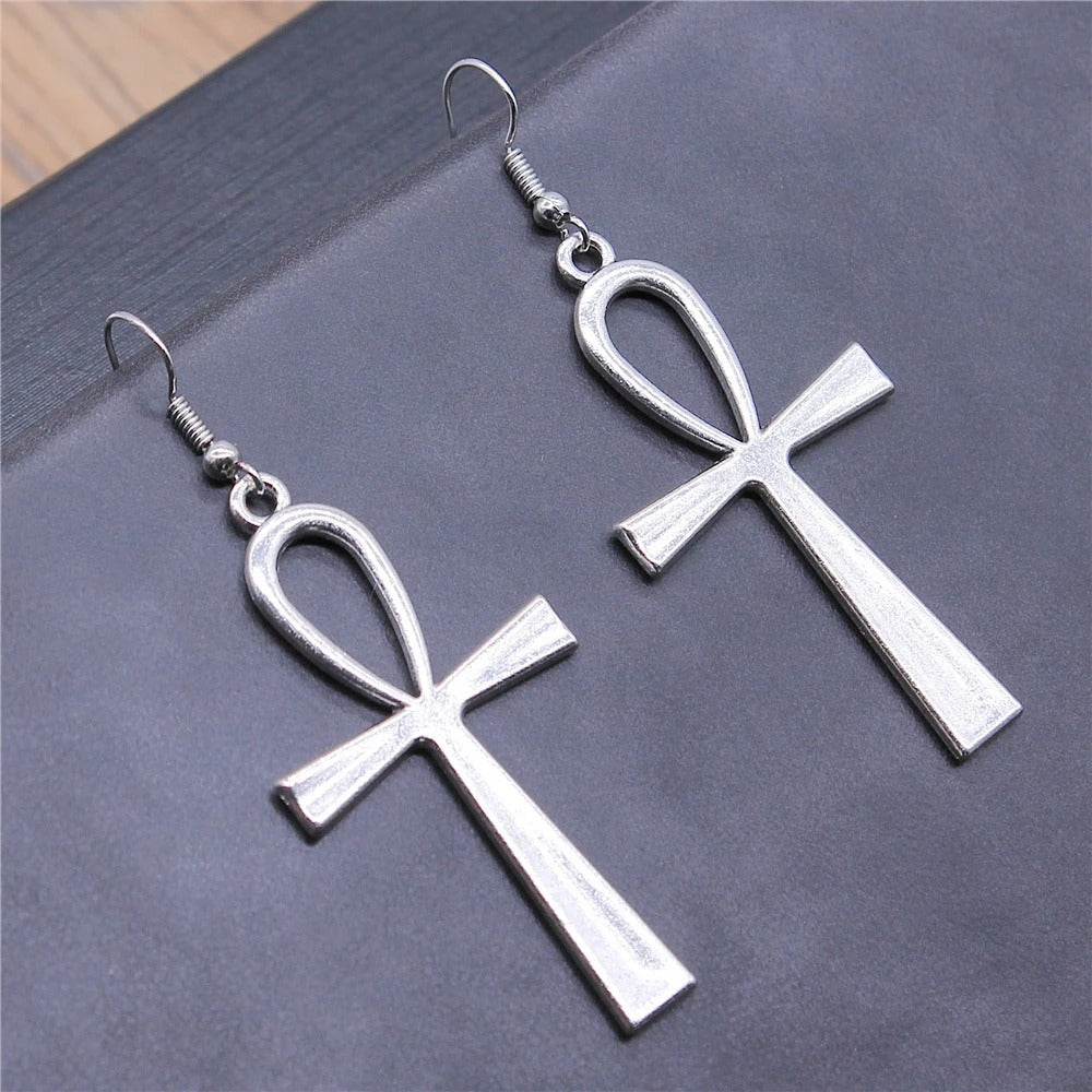 Vintage 2 Colors Ankh Cross Charms Drop Earrings Fashion Handmade Women Earring