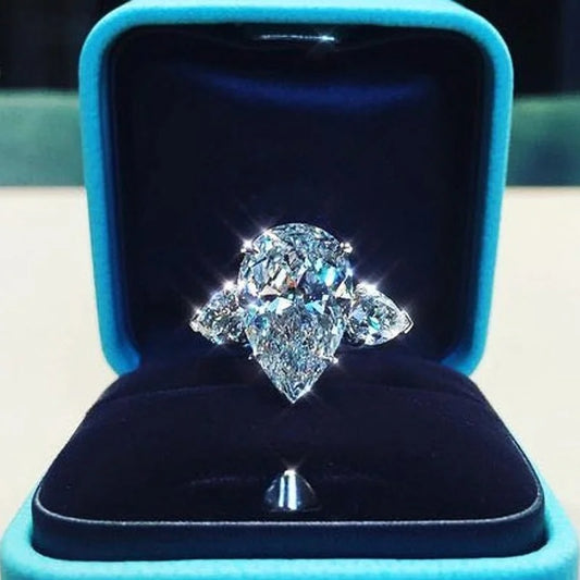 Luxury Crystal Water Drop CZ Rings Women Proposal Engagement Ring Exquisite Wedding Anniversary Gift Party Trendy Jewelry