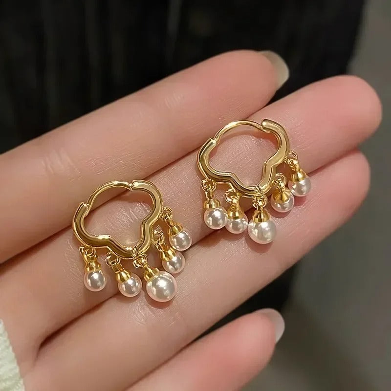 Women Cloud Imitation Pearl Hoop Earrings Fashion Jewelry