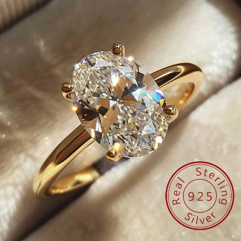 Luxury 925 Silver Oval Zircon Ring High Quality Engagement Ring