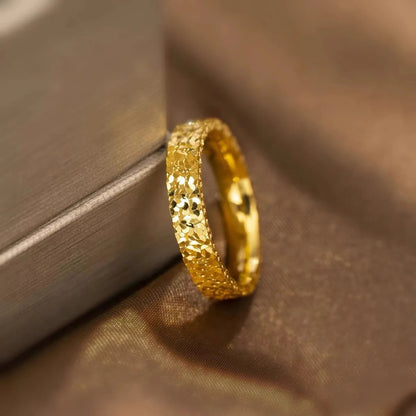Gold Bling Finger Ring for Women 4mm Stainless Steel Jewelry