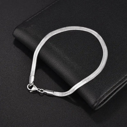 Stainless Steel Snake Chain Bracelet Gold Charm for Men & Women
