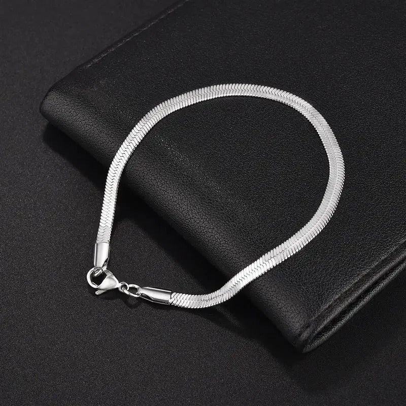 Classic Stainless Steel Snake Chain Bracelet – 3/4/5MM Gold Charm Bracelet for Men & Women