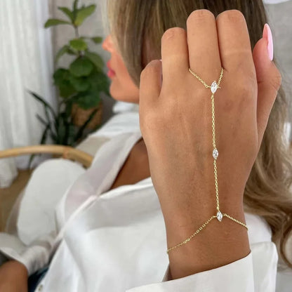 Boho Crystal Rhombus Bracelet Party Jewelry Thin Chain for Women