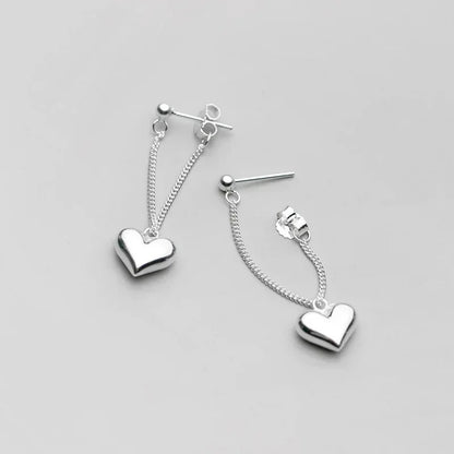 Silver Earrings For Women Heart Chain Earring Jewelry Prevent Allergy Party Accessories Gift Heart Earrings