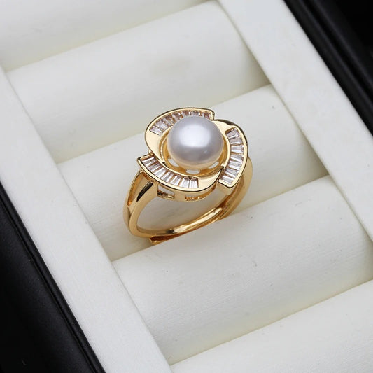 2023 Freshwater Pearl Rings For Women,Wedding Natural Pearl Ring Adjustable Mother Gift White