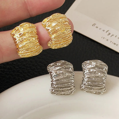 Metal C Shape Drop Earrings for Women Geometric Vintage Dangle Jewelry