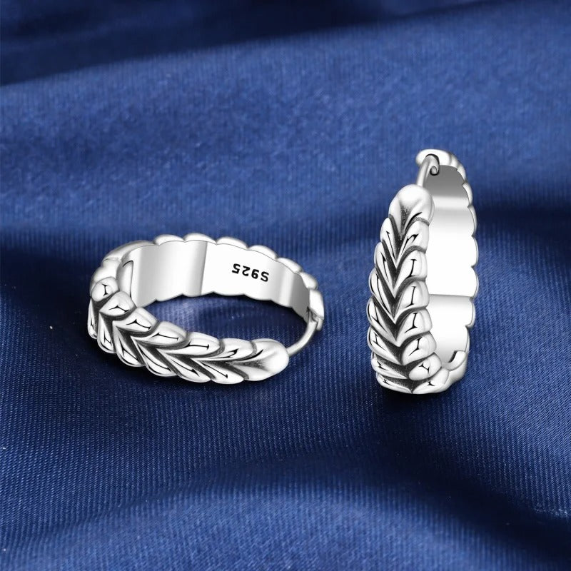 Real Sterling Silver Hoop Earrings Women Engagement Party Jewelry Gift