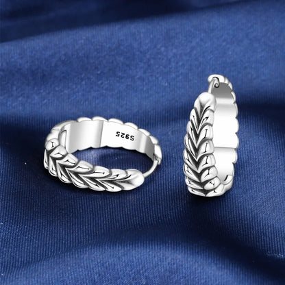 Real Sterling Silver Hoop Earrings Women Engagement Party Jewelry Gift