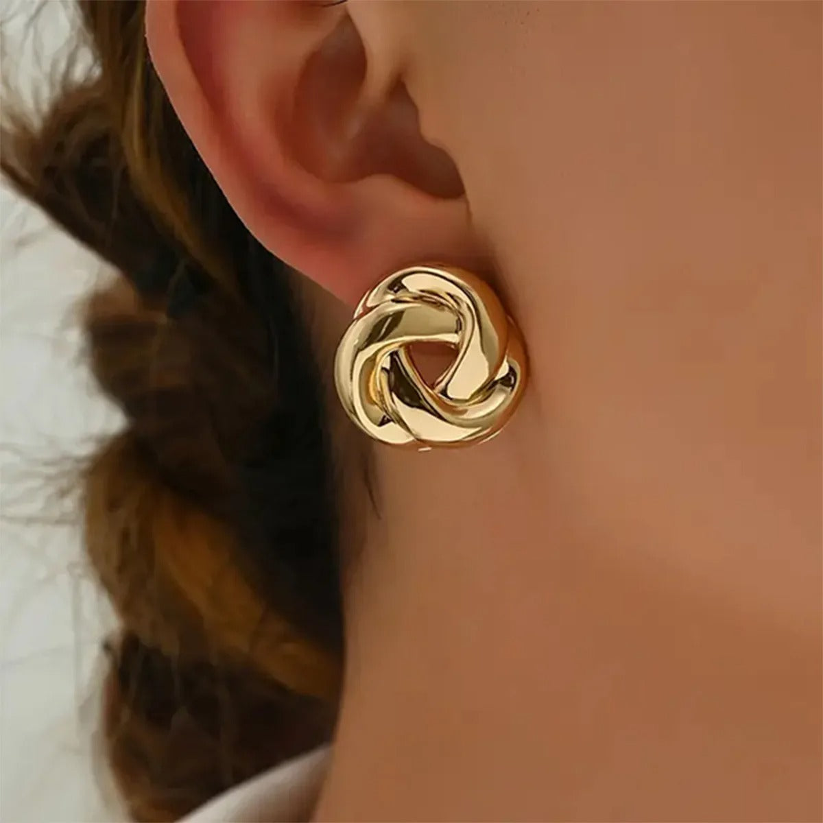 Twisted Gold Stud Earrings for Women Simple & Stylish Jewelry
