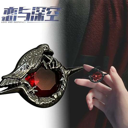 Love And Deepspace Sylus Brooch Cosplay Black Crow Badge Pendant Alloy Corsage Pin Jewelry Clothes Backpack Accessory