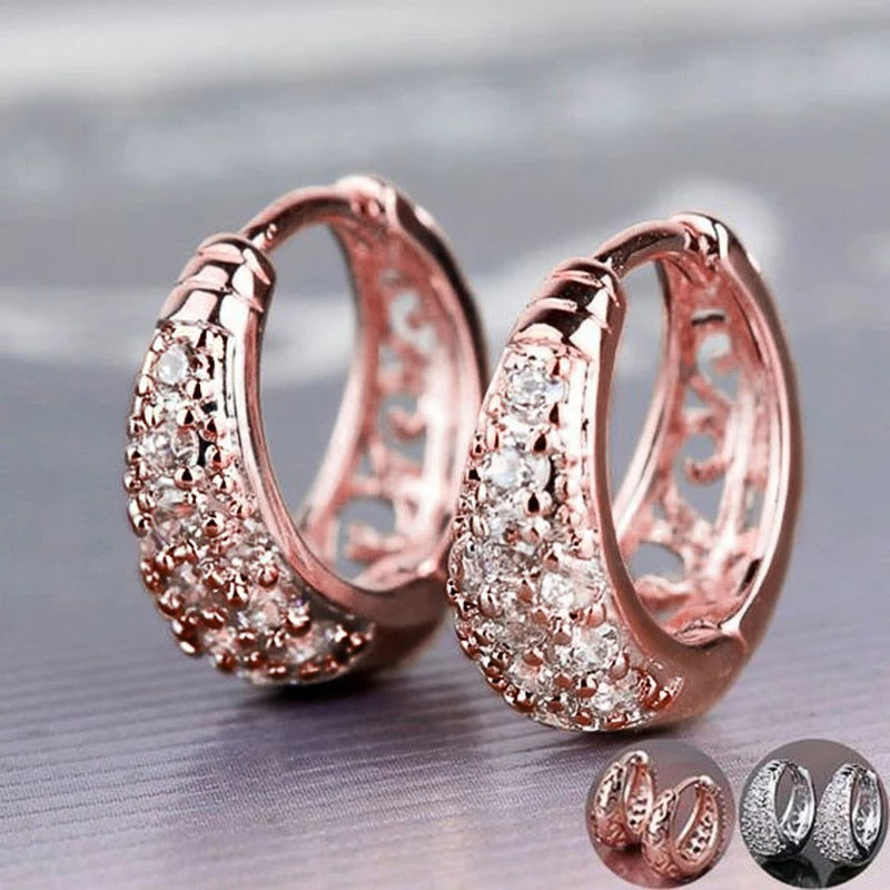 Luxury Paved Hoop Earrings for Women Daily Wear Fashion Jewelry