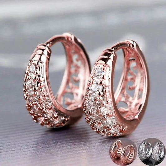 Luxury Paved Hoop Earrings for Women Daily Wear Fashion Jewelry