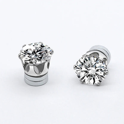 Women & Men Non-Pierced Magnetic Crystal Stud Clip Earrings