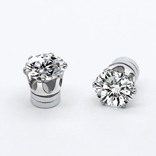 Women & Men Non-Pierced Magnetic Crystal Stud Clip Earrings
