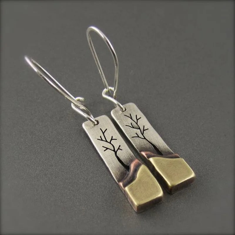 Dazzling Gold Silver Color Metal Geometry Square Leaf Dangle Earrings for Women Jewelry