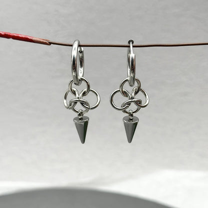 Handmade Stainless Steel Spike Drop Earrings Gothic Byzantine Women