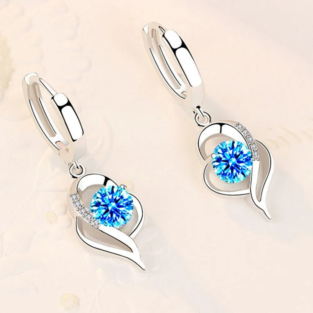 Women’s Fashion Crystal Zircon Earrings Blue Pink White Purple