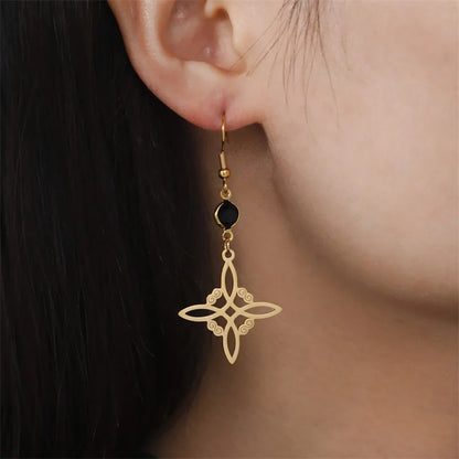 Stainless Steel Witchcraft Dangle Earrings Protection Amulet