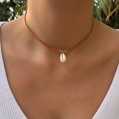 New Boho Summer Jewelry Rope Chain Shell Beads Pendant Necklace For Women Party Wedding Valentine's Gift