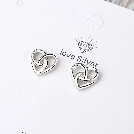 925 Sterling Silver Love Heart Stud Earrings For Women Luxury Designer Jewelry