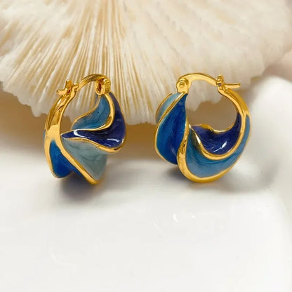 Gold Plated Enamel Small Hoop Earrings Creative Statement Jewelry