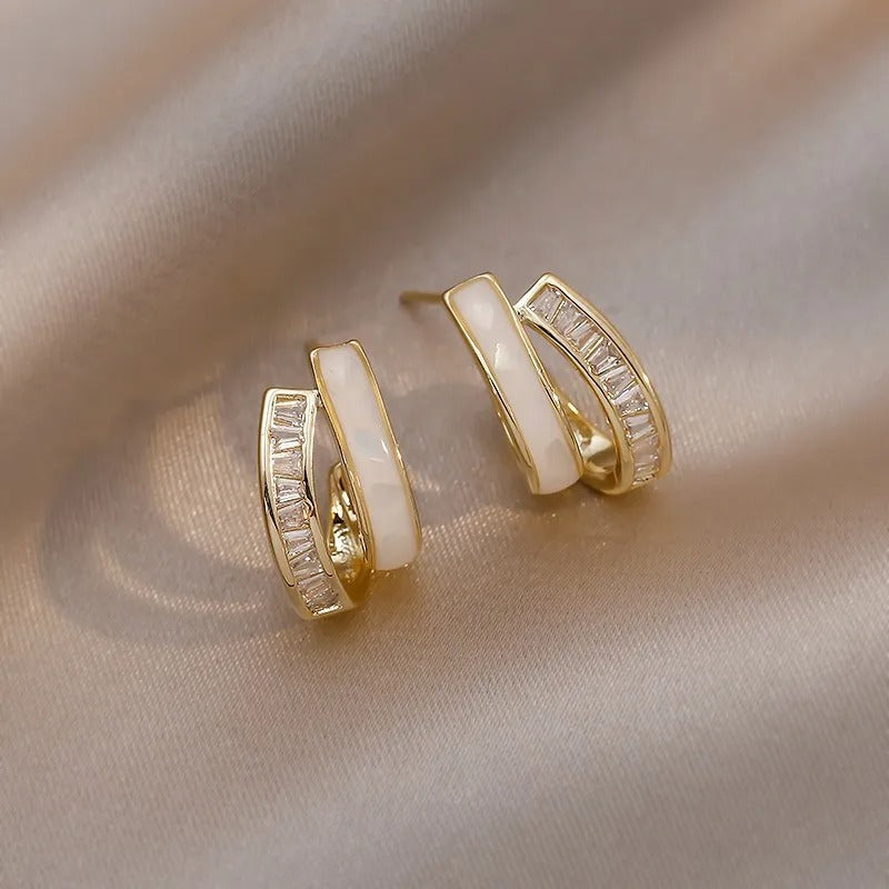 Sterling Silver Zircon Stud Earrings Women Fashion Jewelry