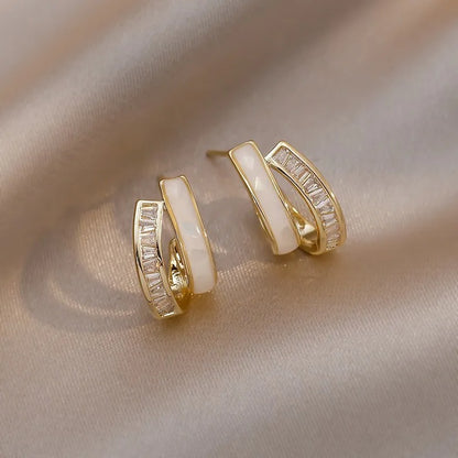 Sterling Silver Zircon Stud Earrings Women Fashion Jewelry