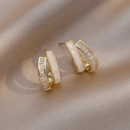 Sterling Silver Zircon Stud Earrings Women Fashion Jewelry