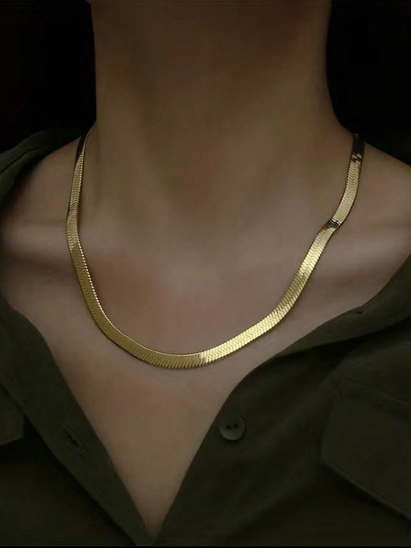 Gold Plated Snake Chain Choker Necklace Stainless Steel Unisex