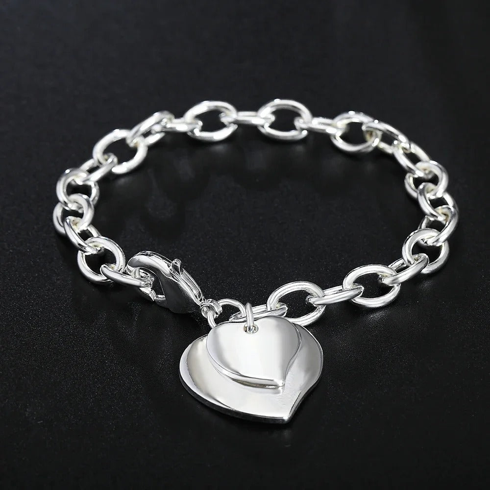 Exquisite Double Heart Pendant Bracelets Charms Wedding High Quality Fashion Jewelry Christmas Gifts