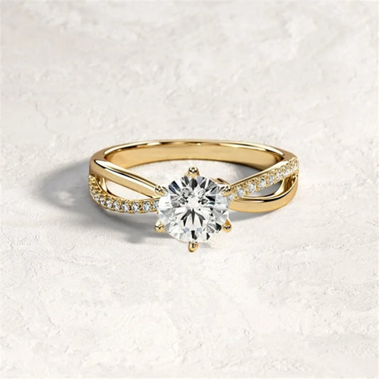Fashion Women Rings Metal Crystal Rhinestones Zircon Ring for Women Romantic Bride Girl Proposal Ring Wedding Jewelry Gift