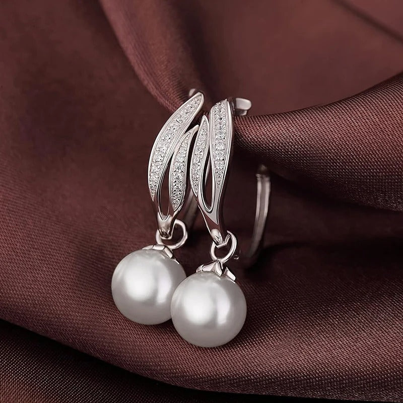 Elegant Simulated Pearl Hanging Earrings Bridal Dangle Jewelry