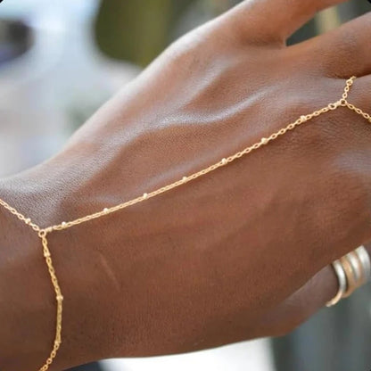 Gold Plated Hand Chain Bracelet Handmade Link Harness Jewelry