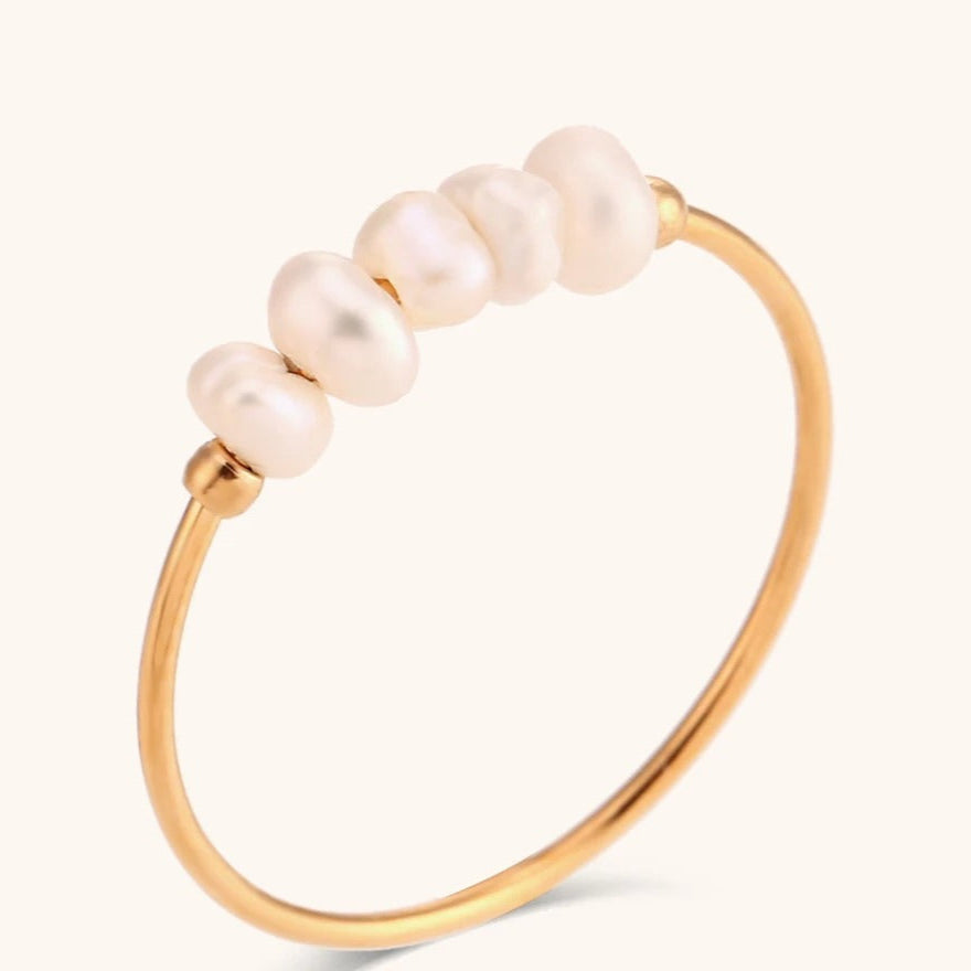 Elegant Small Freshwater Pearl Stainless Steel Finger Rings Women Fashion Daily Waterproof Jewelry And Accessories