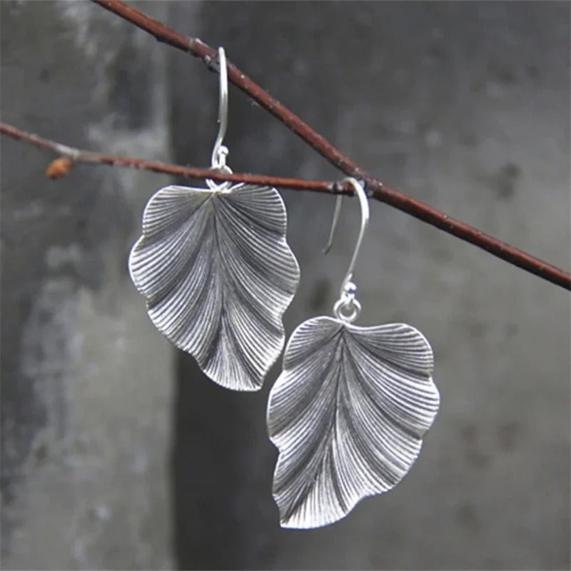 Luxury Flower Geometry Drop Earrings Silver Metal Jewelry Women