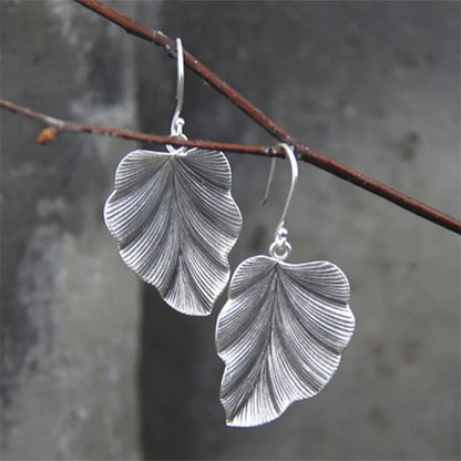 Luxury Flower Geometry Drop Earrings Silver Metal Jewelry Women