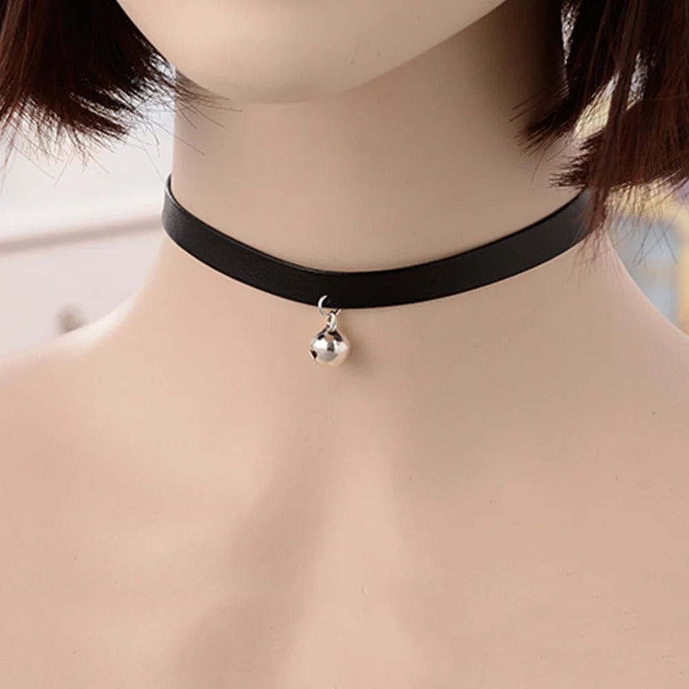 Gothic Punk Neck Jewelry Handmade Black Choker For Women Round Bead Necklace Short Torques