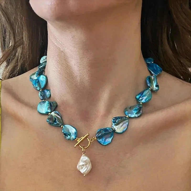 Vintage Irregular Starfish Shell Pearl Pendant Necklace for Women Beach Pearl Vacation Style Charm Jewelry Wedding Gifts