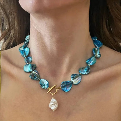 Vintage Irregular Starfish Shell Pearl Pendant Necklace for Women Beach Pearl Vacation Style Charm Jewelry Wedding Gifts