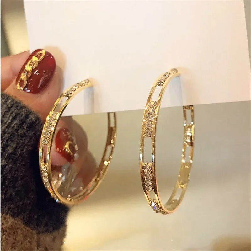 Fashion White Round Hoop Earrings Gold Color Wedding Jewelry