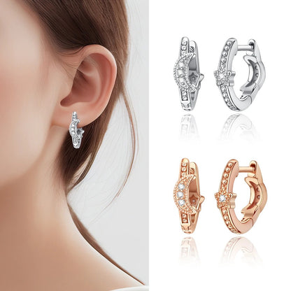 925 Sterling Silver Rose Gold Star and Moon Earrings