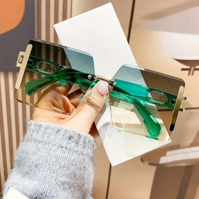 Rimless Square Fashion Sunglasses Y2K Luxury Gradient Shades Lightweight Composite Frame Eyewear