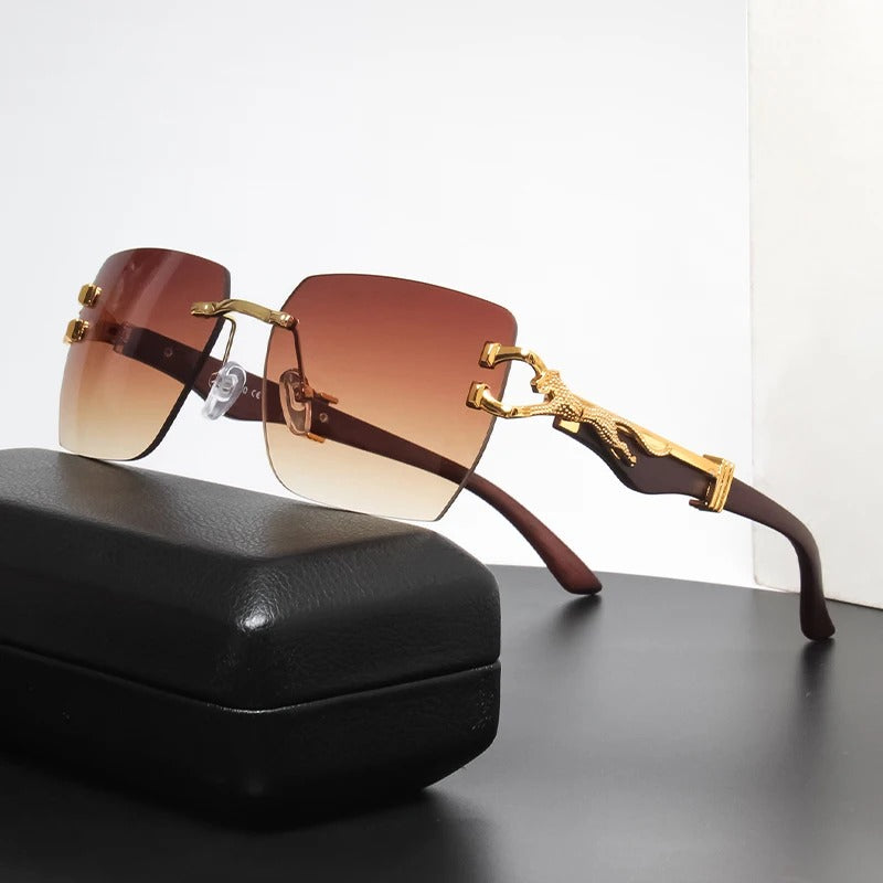 Luxury Rimless Square Sunglasses Designer Gradient UV400 Eyewear for Men & Women