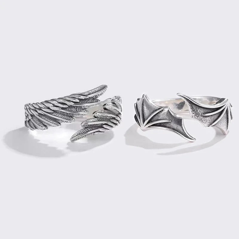 Punk Gothic Angel Demon Wings Creative Ring for Lovers