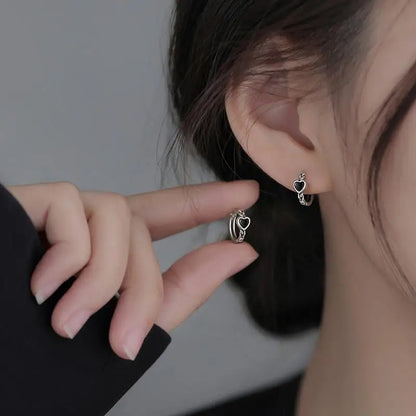 Black Heart Hoop Earrings for Women Wedding Jewelry Accessories
